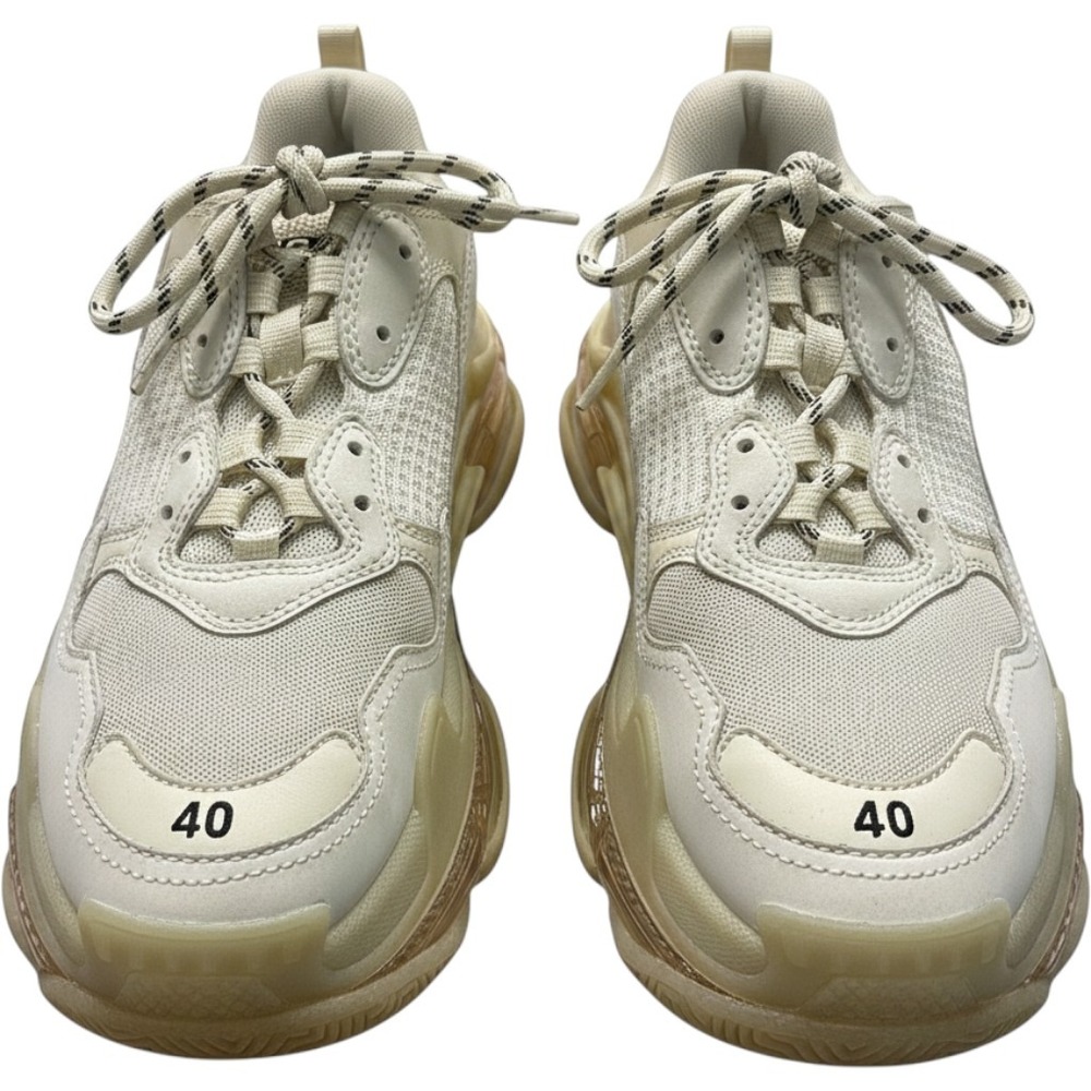 Balenciaga Triple S Clear Sole Sneakers Cream Beige Size 40 Womens 544351